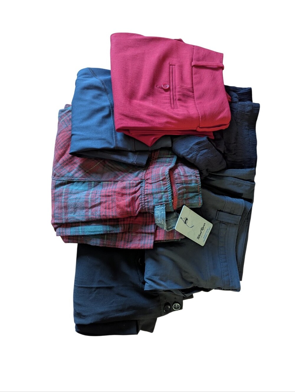 6 Pairs Size 8 Medium Woman's Pants Black Red Lot Bundle